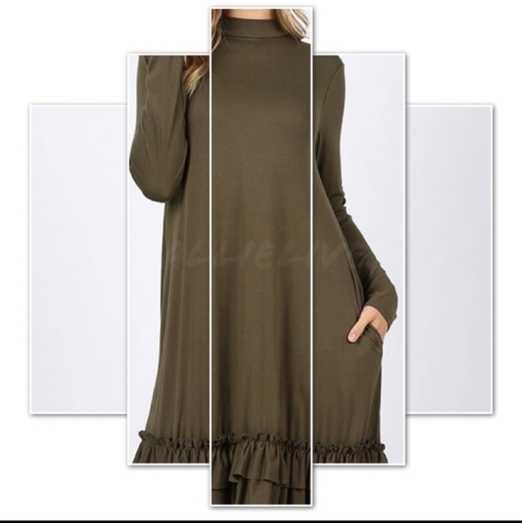 Women's Elaine Ruffled Mock Neck Work Dress - Picture 3 of 4